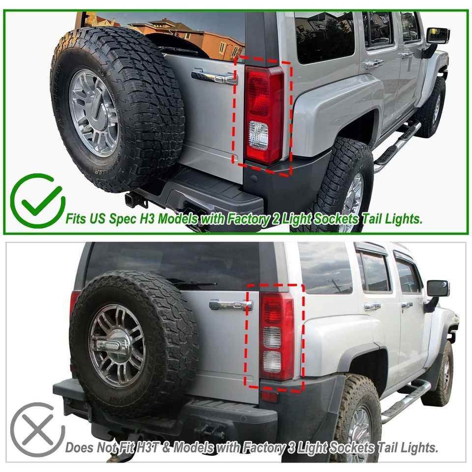 Smoke Tail Lights Fits 2005-2010 Hummer H3 Reverse Brake Lamps Left+Right 05-10 - Изображение 3 из 4