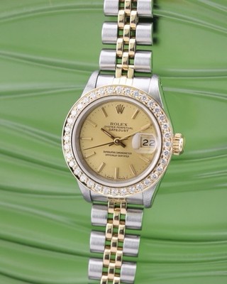 Rolex Datejust 69173 18K Gold Diamond Bezel Champagne Dial