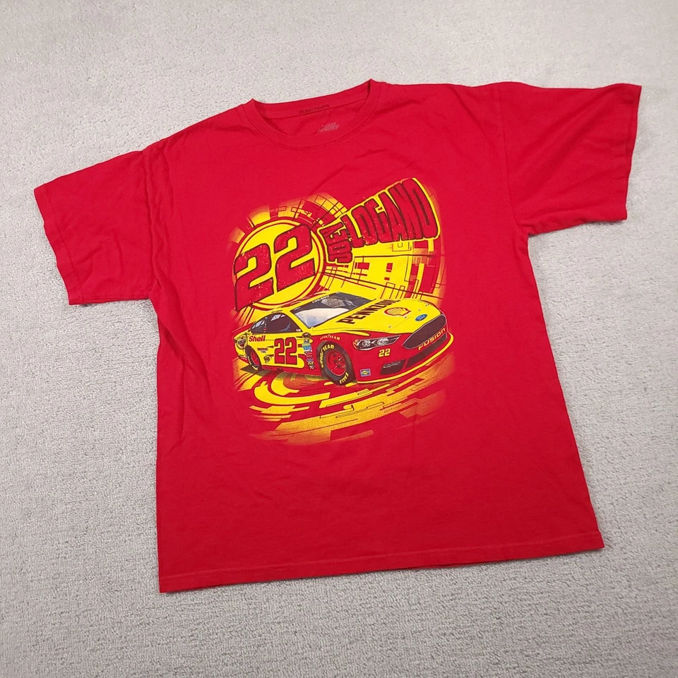 Camiseta Joey Logano #22 Pennzoil Para Hombre Grande Roja Equipo Penske Nascar Doble Cara Foto 2 de 4