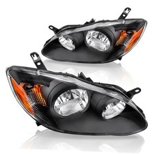 Headlight Assembly Compatible with 2003 OE-Black/Amber/Clear Fit 03-08 Corolla