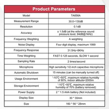 ⁺TASI TA656A 30~130dB Sound Level Meter Decibel Meter Sound Level Sound Detector