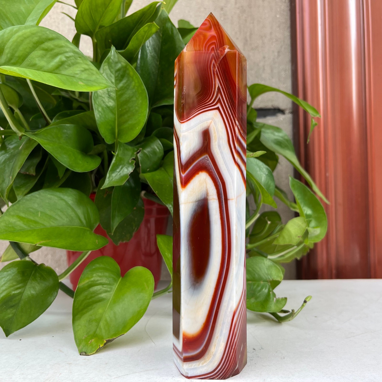 996g Rainbow Fluorite Crystal Obelisk for Healing & Energy