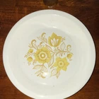 Vintage Milk Glass Pie Plate Yellow Floral USA 9” Baking Dish