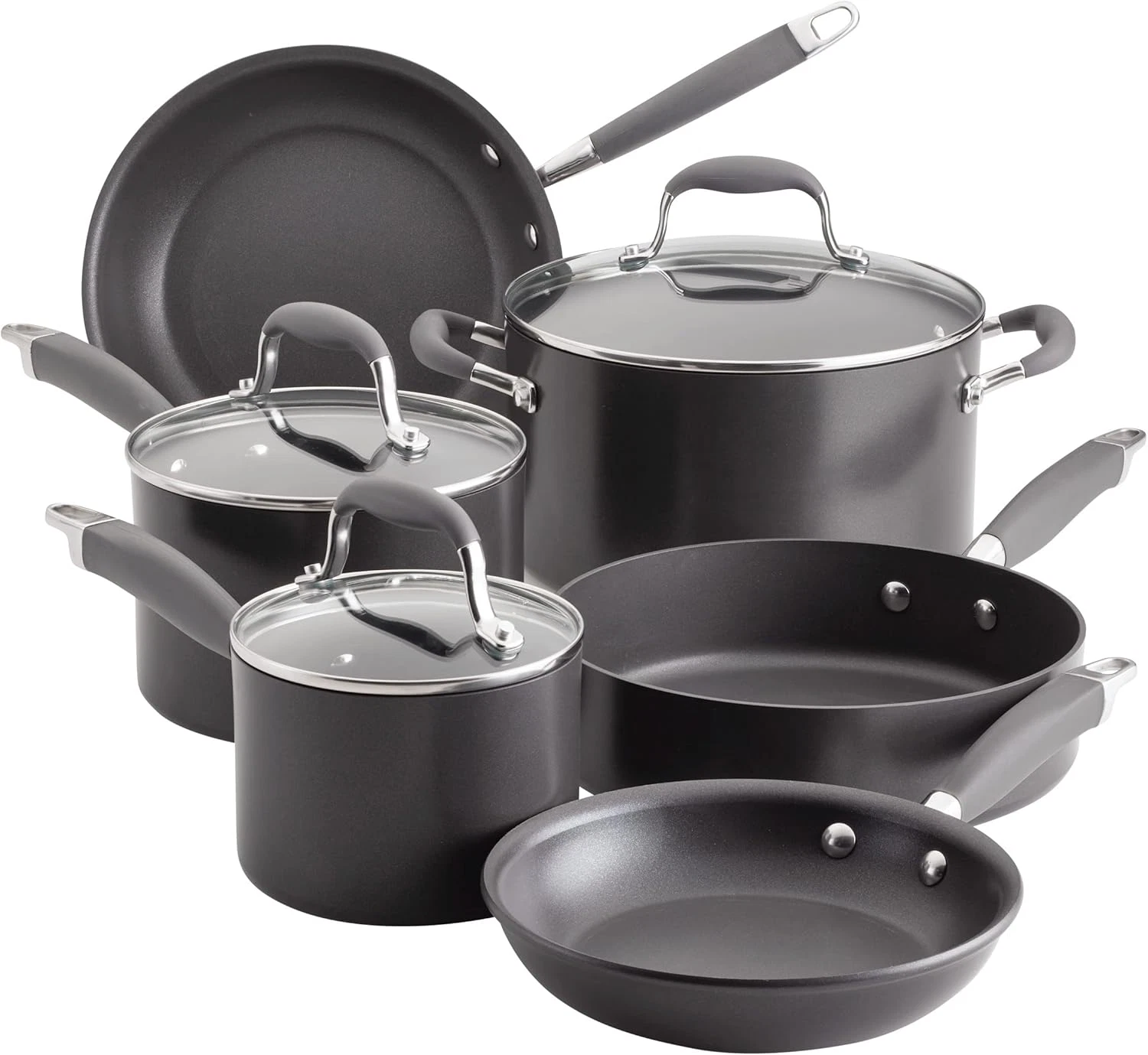 Moonstone 9-Piece Advanced Hard Anodized Nonstick Cookware Set