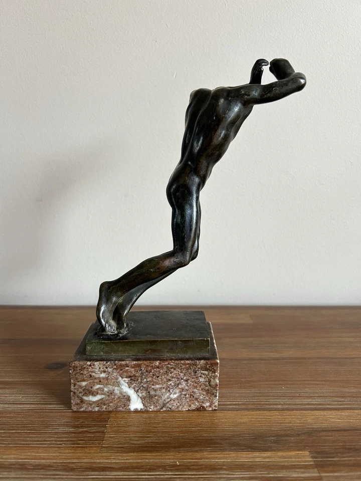 Jan Štursa Attributed Unsigned Vintage Mid Century Bronze “The Wounded”  8.75” - Image 4 of 4