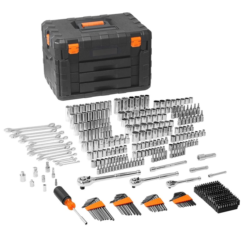 Mechanics Tool Set and Socket Set 1/4in 3/8in 1/2 in Drive Sockets 450Pcs