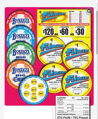 Pull Tab - Chips - Game -5 Pack - Flingers - 165 ct
