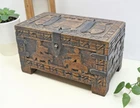 Vintage Wooden Storage Box Original Old Hand Crafted Carved