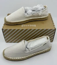 Soludos Platform Smoking Slipper Size 7.5 Espadrille Flats Canvas NEW