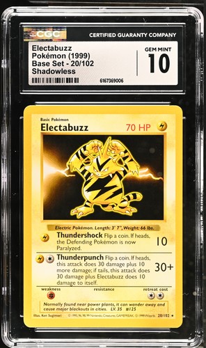 Electabuzz (Shadowless) graded CGC 10 for sale on eBay