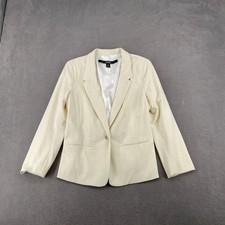 Kensie Womens Cream Ivory Single Button Blazer Jacket Size M Office Professional
