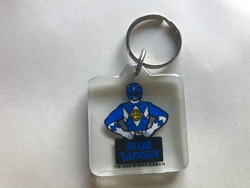 Vintage POWER RANGERS SABAN KEYCHAIN 1994 Blue Ranger Billy TY key chain mighty
