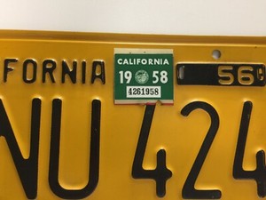 california sticker plate license registration 1958 tag yom dmv ca