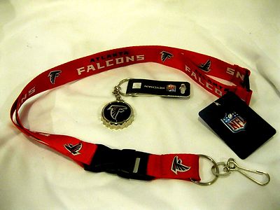 Atlanta Falcons Red NFL Keychain Detachable Lanyard+Falcons Bottle Opener-New!