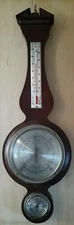Vintage Mid Century Airguide Weather Station Banjo Style Glass/Metal& Wood Frame