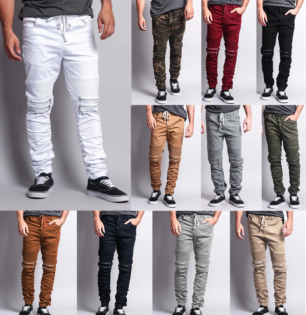 Victorious Men's Zipper Knee Scrunch Stacked Biker Twill Jogger Pants JG882-K1A
Opens in a new windo
