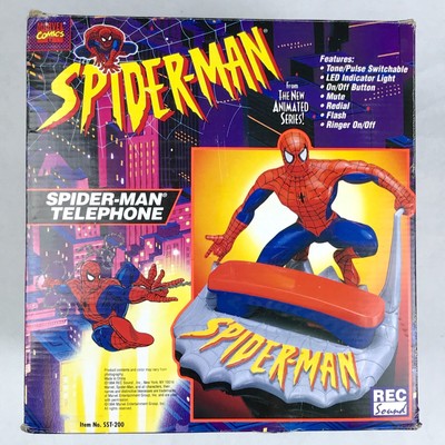 ☆レア！！MARVEL SPIDER-MAN電話機/1994年製★ vintage 1994 MARVEL SPIDER-MAN Telefon z oryginalnym pudełkiem