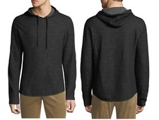 VINCE Brand Men's Black Carbon Double Knit Jersey Contrast layer Hoodie Sweater