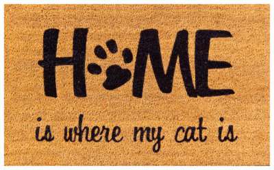 Kokosfußmatte Coco Design Home is where my Cat is 45 cm x 75 cm rutschhemmend