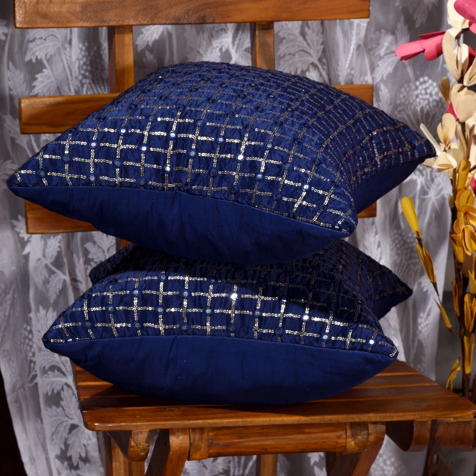 20x20 pillow cover blue designer throw pillows living room sofa cushion cover 2p - Image 4 of 4