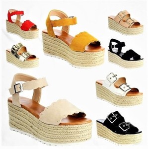 scalloped platform sandals