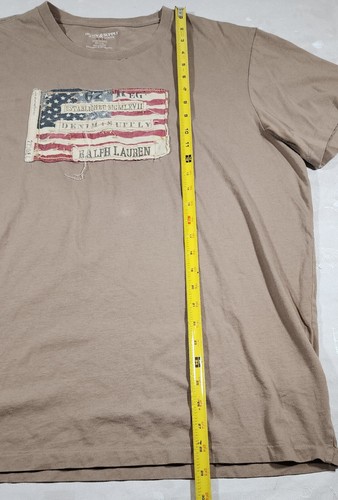 Ralph Lauren Denim Supply Men T-Shirt USA Flag Graphic Sz XXL Brown READ - Picture 4 of 9