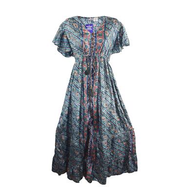 Floral Empire Line Dress 12 14 16 Fair Trade Ethnic Ethical Boho Hippie |  eBay UK