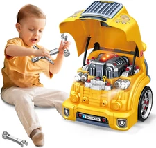 Large Truck Engine Toy for Kids 3-5, Take Apart Motor Vehicle Pretend Play Car w