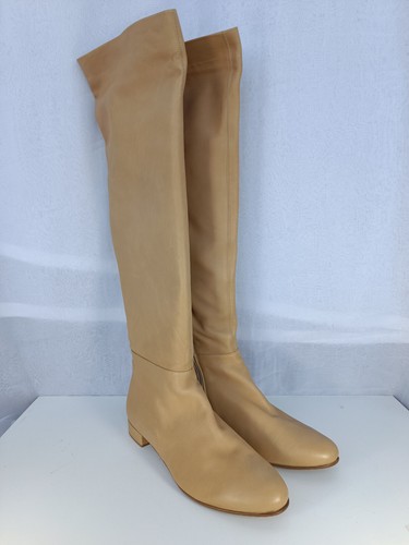 Le SILLA Over The Knee Boots Beige Color Round Toe Flat Size 40 1/2 - Picture 4 of 24