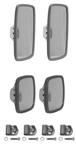 Velvac White Steel Mirror Kit 2) Convex  2) 6 x 10 Flat Head and 4  SS Clamps