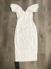 NWT ASTR The Label White Linen Opal Off Shoulder Midi Dress Women’s Size Small