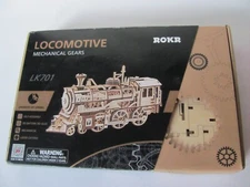 ROKR LOCOMOTIVE TRAIN MECHANICAL GEARS 3D WOODEN PUZZLE MODEL LK701 - NEW IN BOX