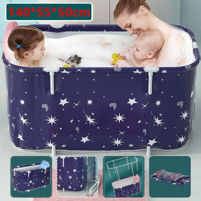 Bathtub Folding Portable Bath Tub Adult Kids Warm Home Spa Soaking Barrel PVC