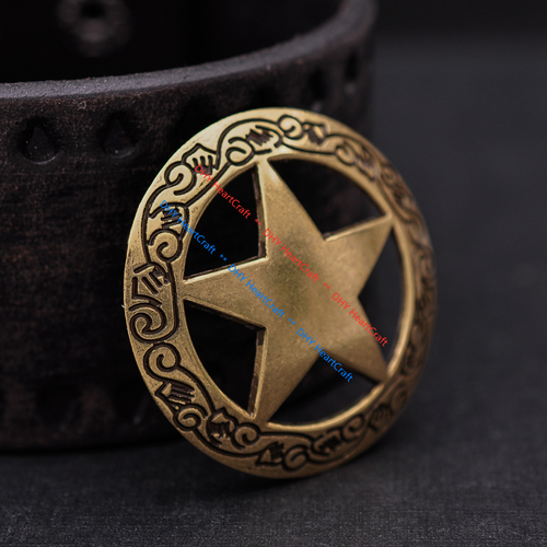 10PC WESTERN SADDLE HORSE TACK ANTIQUE ENGRAVED RANGER STAR CONCHOS SCREW BACK - Picture 3 of 10