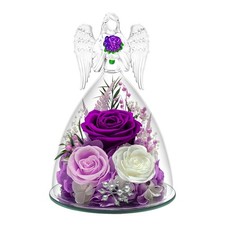 Valentines Day Gift Preserved Roses 10 Inch Base Purple Eternal Flower