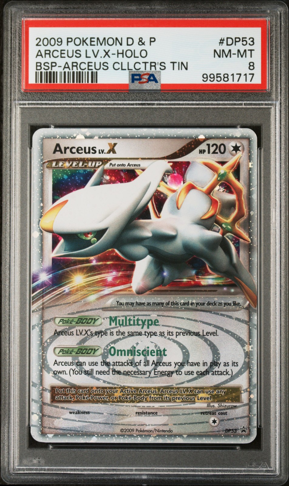 2009 POKEMON DIAMOND & PEARL BLACK STAR PROMO #DP53 ARCEUS LV.X-HOLO PSA 8