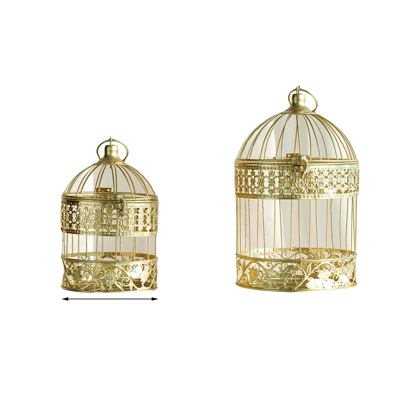 Gold 2 Metallic 13" and 9" tall Bird Cages Wedding Card Holder Centerpieces
