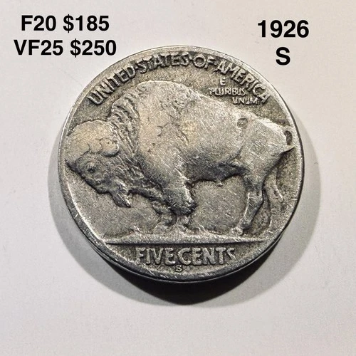 1926 s buffalo nickel VF Better Date