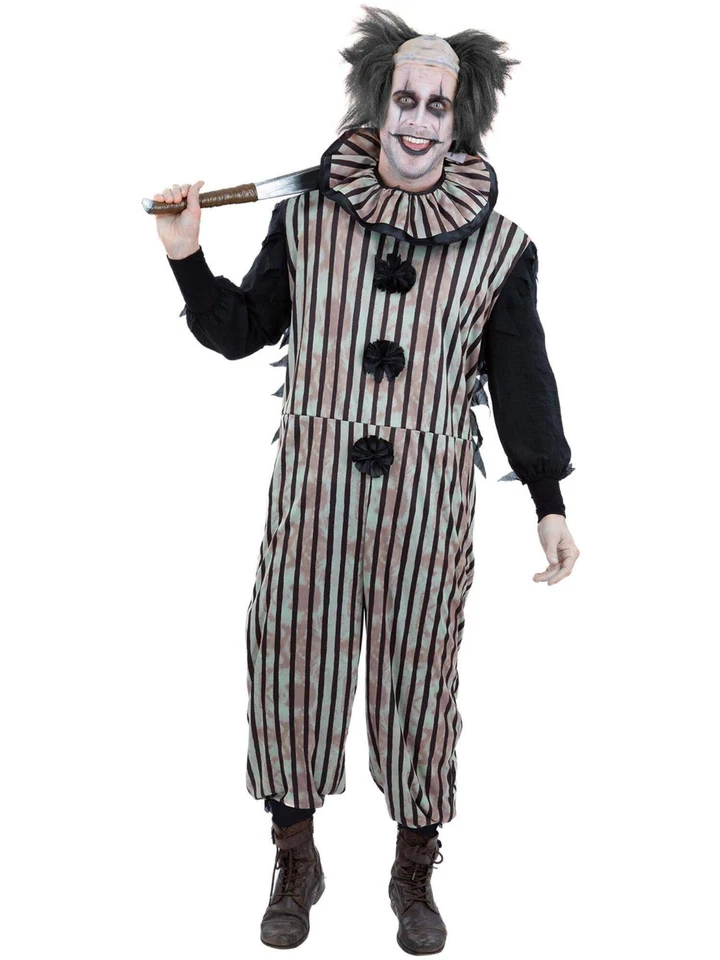 Smiffys Dark Vintage Clown Costume for Adults, Creepy Halloween Fancy Dress Outf - Bild 1 von 4