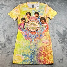 The Beatles Sgt Peppers Psychedelic Paisley Graphic Tee Dress Small NWT