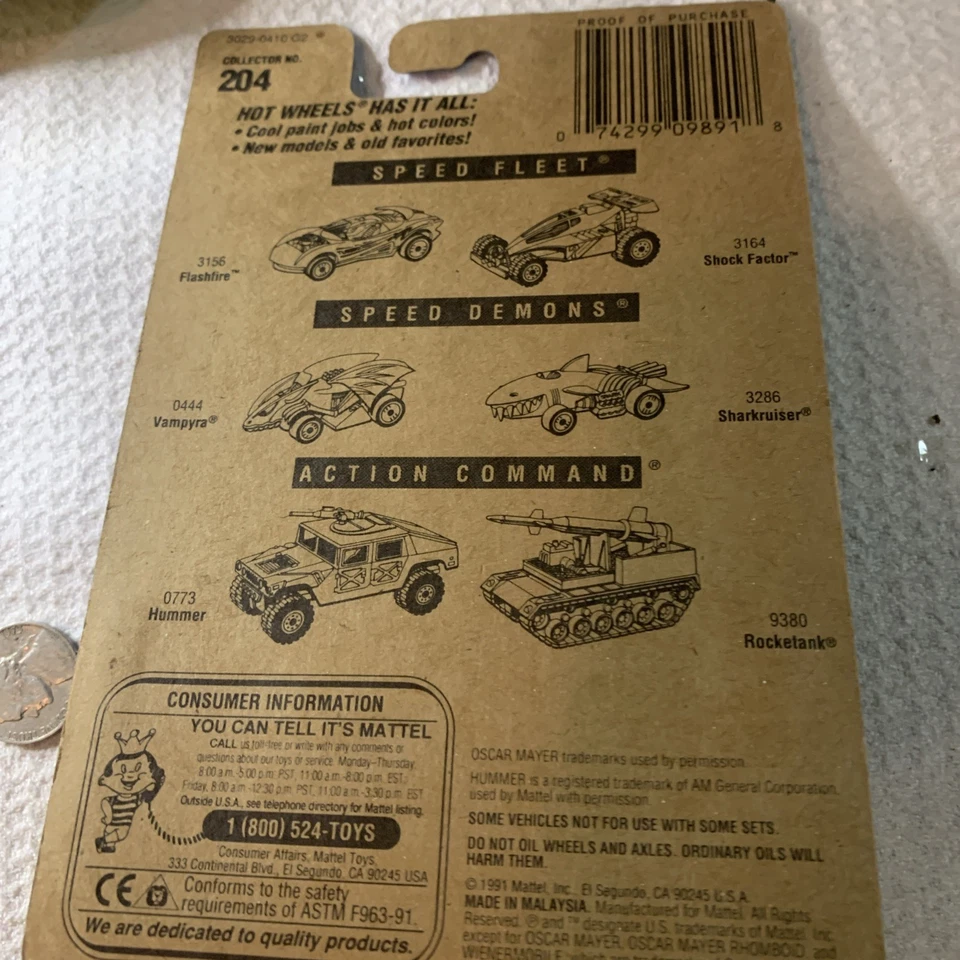 NEW 1991 Mattel Hot Wheels Oscar Mayer Wienermobile Collector No. 204 #3029 - Image 3 of 4