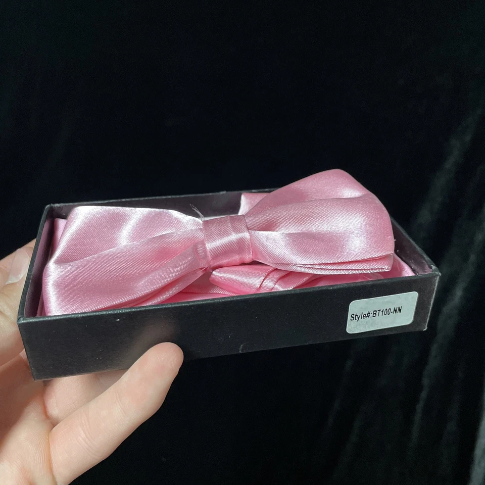 Hombres Satén Color Sólido Pre-atado Esmoquin Pajarita Pajarita Bolsillo Cuadrado USADO Foto 2 de 4