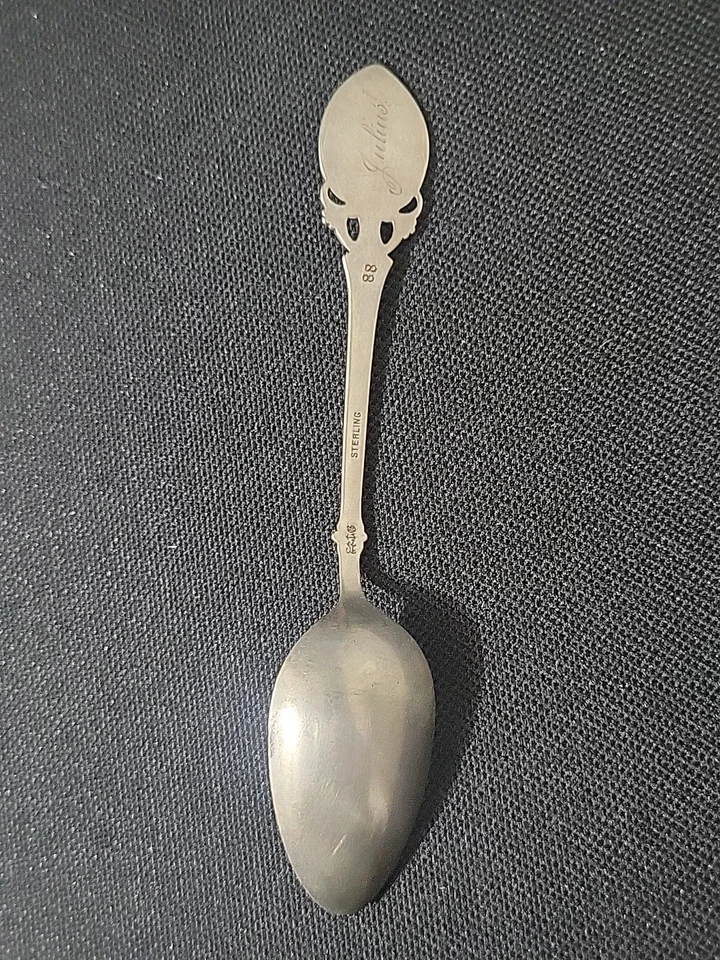 Colher de chá antiga 1870 Gorham 88 prata lírio do vale monograma "Julius"  - Imagem 2 de 4