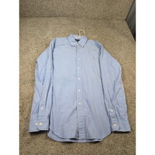 Ralph Lauren Mens Blue White Striped Classic Fit Button Down Shirt 16 34/35