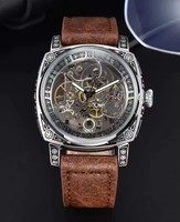 Automatikuhr Herren Mechanische Armbanduhr, Herrenuhr, Skelett-Uhr, Lederarmband