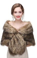 Faux Fur Shawl Wrap Stole Shrug Winter Bridal Wedding Cover Up