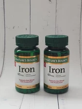 (Pack of 2) Nature's Bounty Iron Supplement, 65mg, 100 Tablets, Exp: 05-2028
