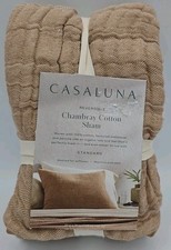 Casaluna Reversible Textured Cotton Chambray Coverlet Sham Natural Standard