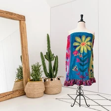 Natural Life L/XL Floral Print Plush Adjustable Towel Wrap Coverup