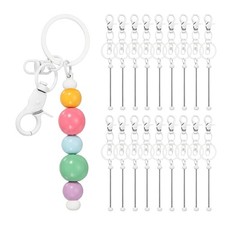 PATIKIL 18Pcs Beadable Keychains, Metal DIY Beaded Keychain Small, White